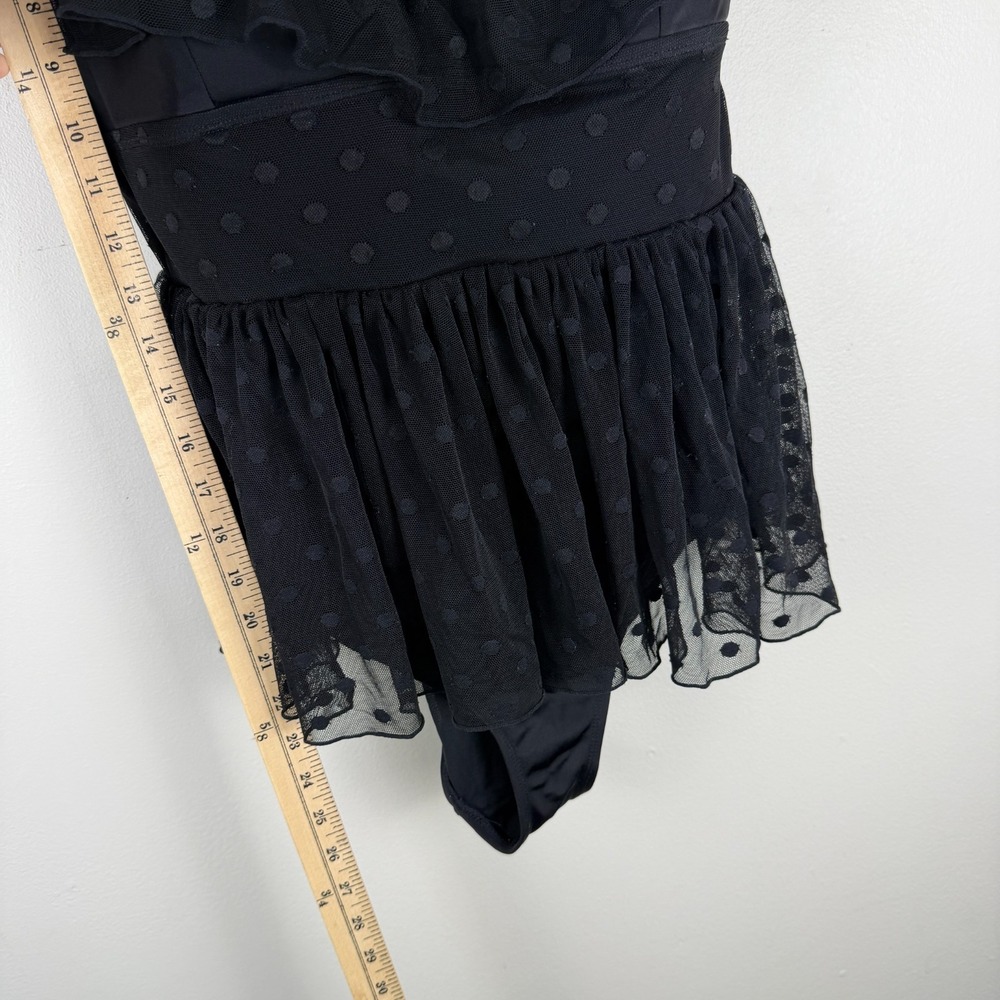Torrid Swimsuit Women's L (0) Black Polka Dot Mesh Sleeveless Ruffled One Piece - Picture 11 of 13